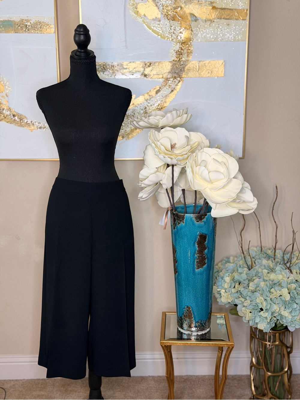 Express Black Wide-Leg Cropped Pants
